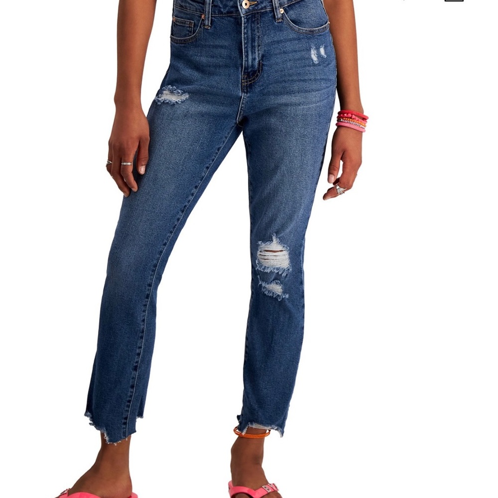 Celebrity Pink Juniors distressed straight leg ankle Jeans